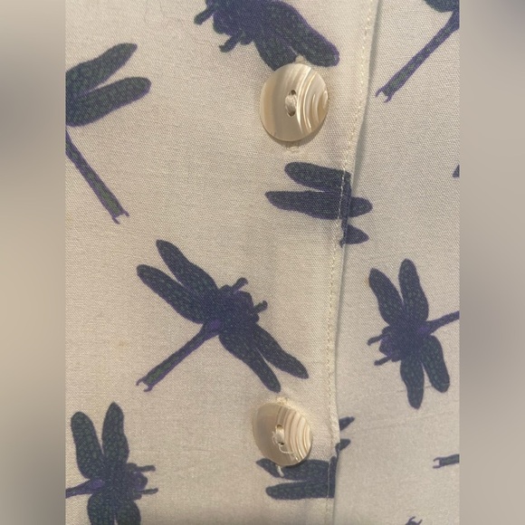 Big Island Size M Sleeveless Shell Button Dragonfly Print Collared Mini Dress - Picture 6 of 12